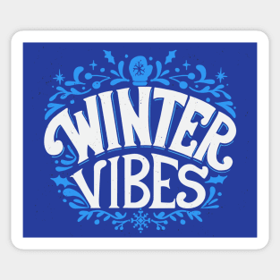 Winter Vibes Awesome Detailed Lettering // Cold Weather Lover Wintertime Snow Sticker